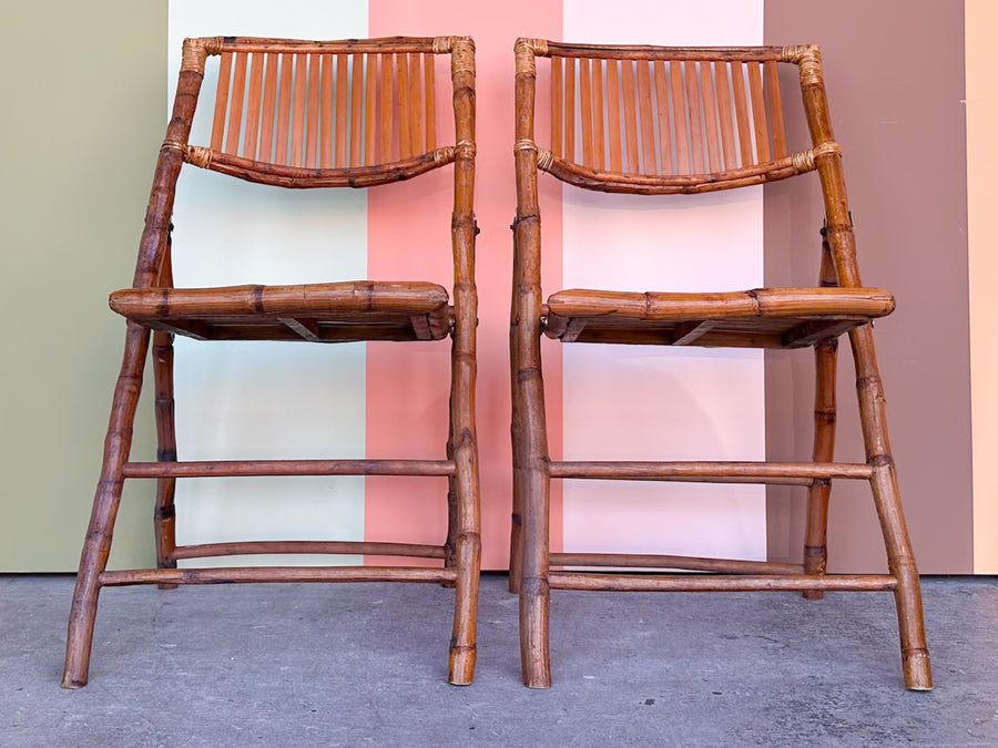 Pair of Bamboo Folding Chairs