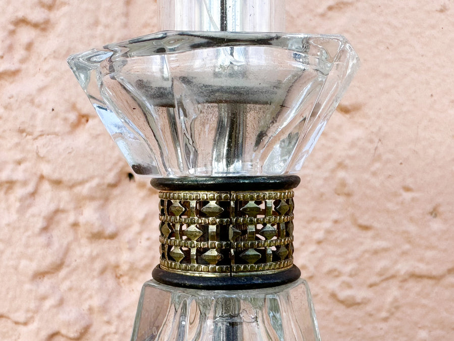 Pair of Petite Lucite and Brass Lamps