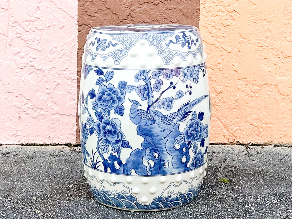 Kips Bay Show House Blue and White Floral Garden Seat