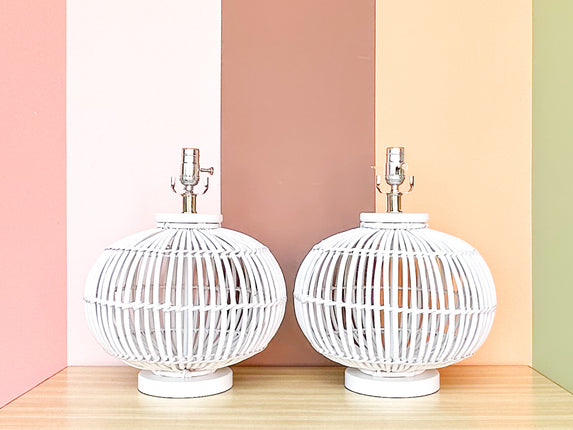 Pair of Island Chic Rattan Lamps