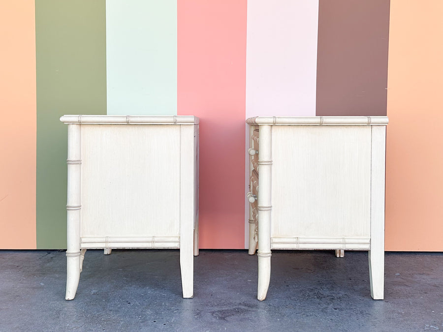 Pair of Dixie Aloha Faux Bamboo Nightstands
