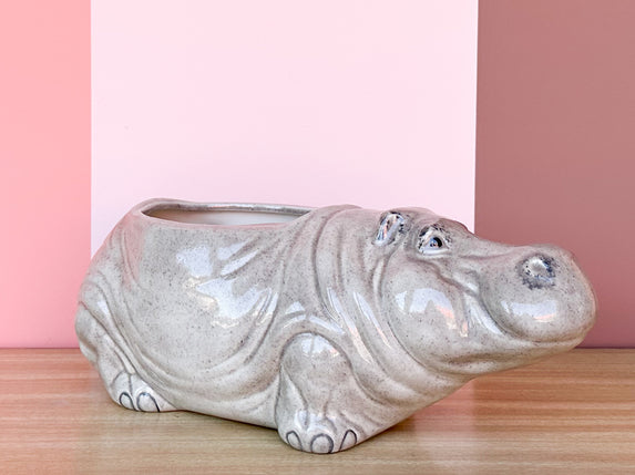 Adorable Ceramic Hippo Cachepot