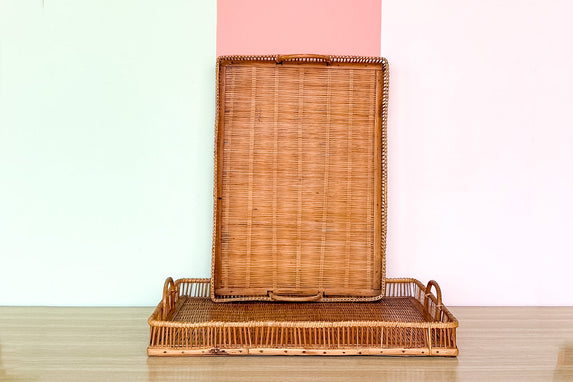 Pair of Woven Rattan Trays