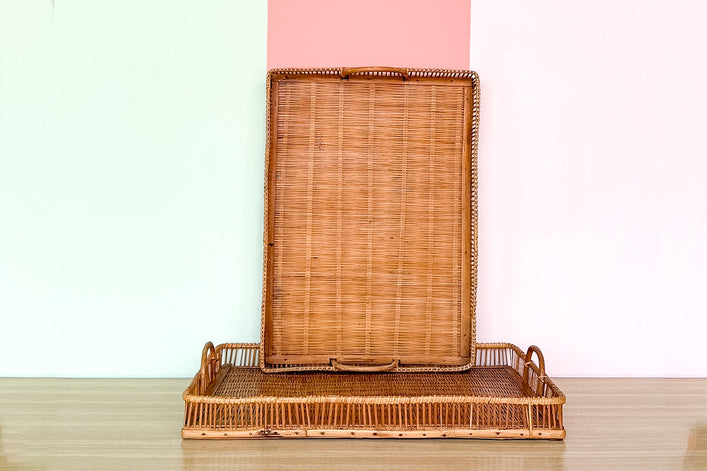 Pair of Woven Rattan Trays