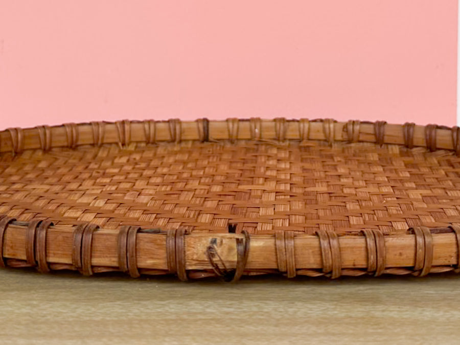 Set of Five Woven Rattan Trays