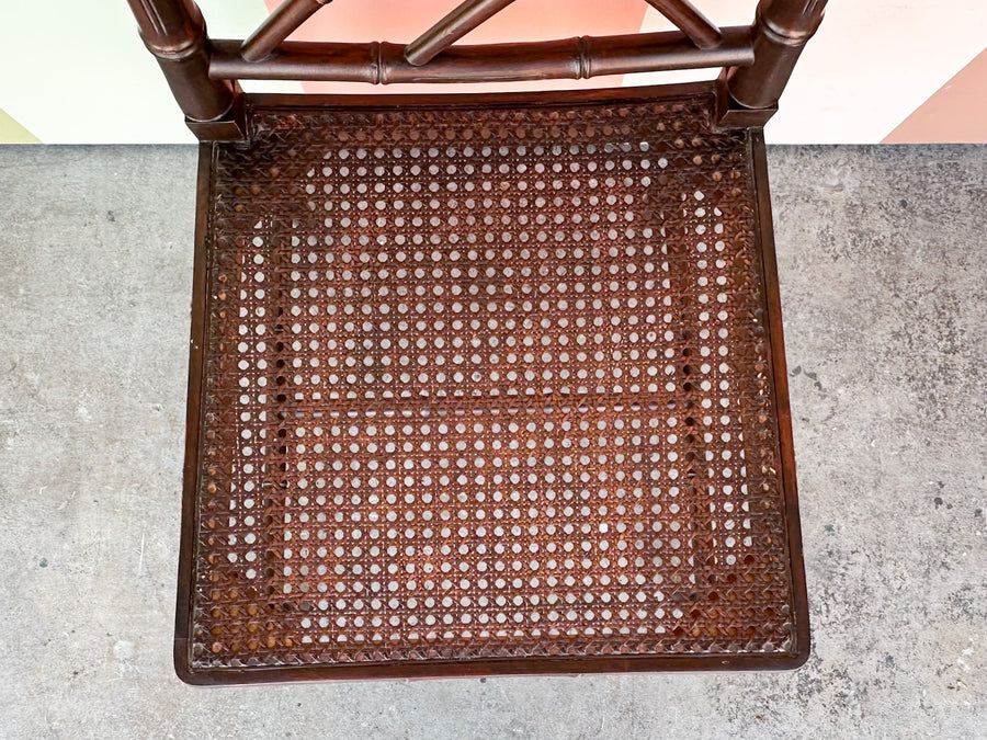 Chippendale Faux Bamboo and Cane Side Chair
