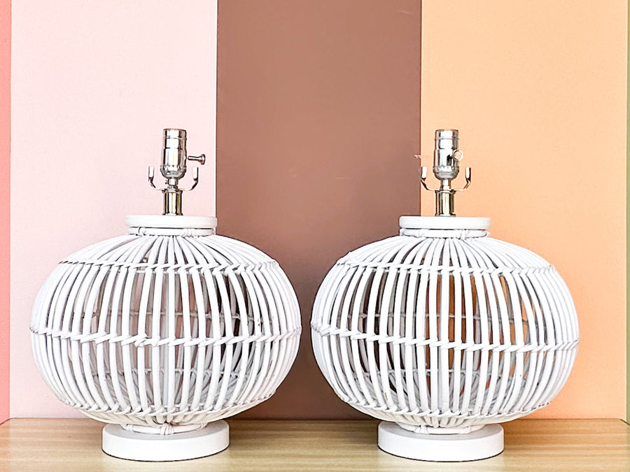 Pair of Island Chic Rattan Lamps