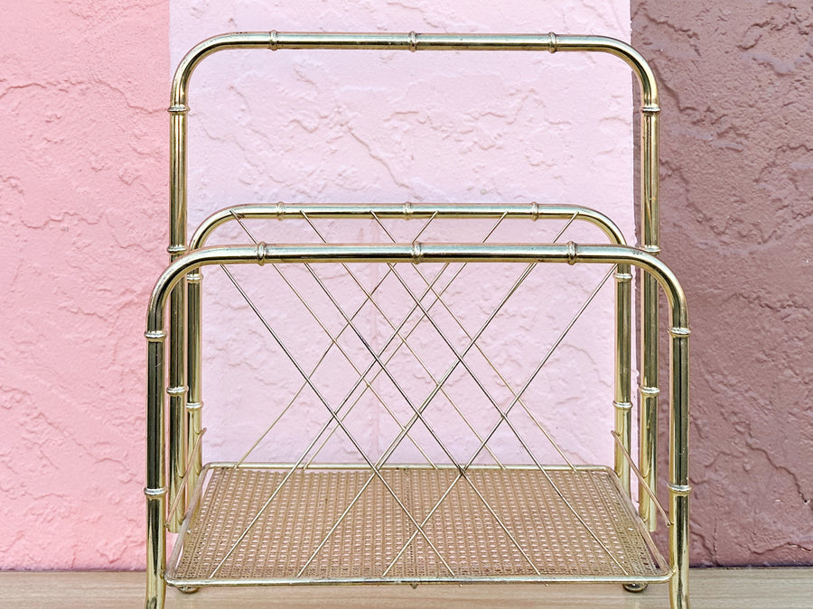 Hollywood Regency Style Metal Magazine Rack