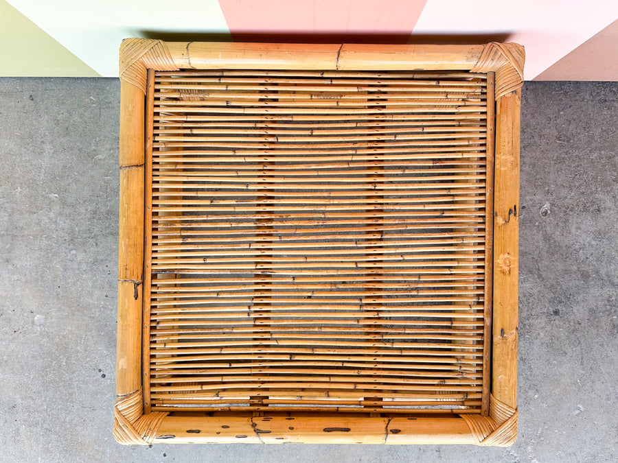 Large Old Florida Rattan Ottoman
