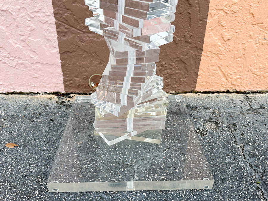 Lucite Stacked Block Floor Lamp