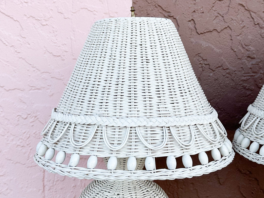 Pair of Cute Wicker Lamps