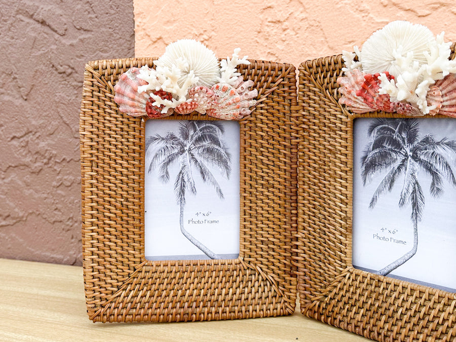 Double Rattan Wrapped Shell Frame