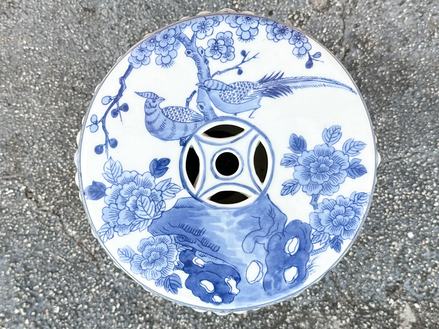 Kips Bay Show House Blue and White Floral Garden Seat