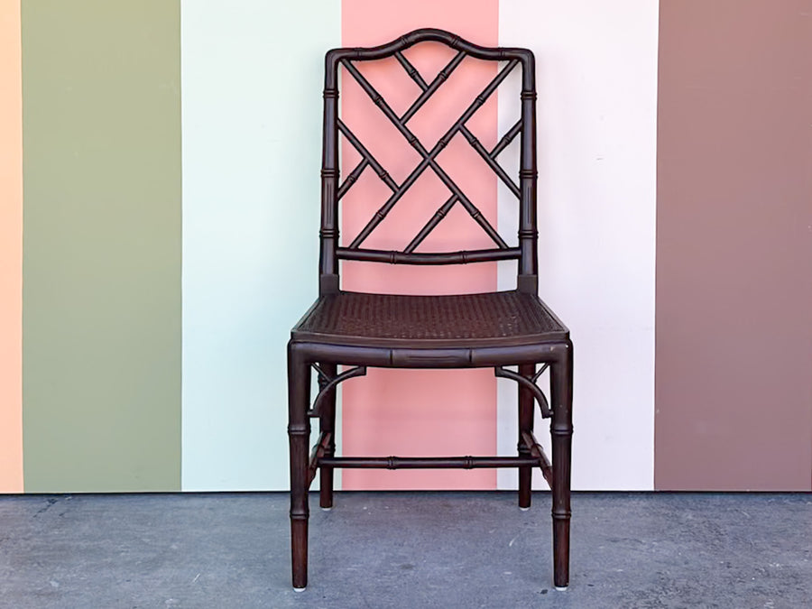 Chippendale Faux Bamboo and Cane Side Chair