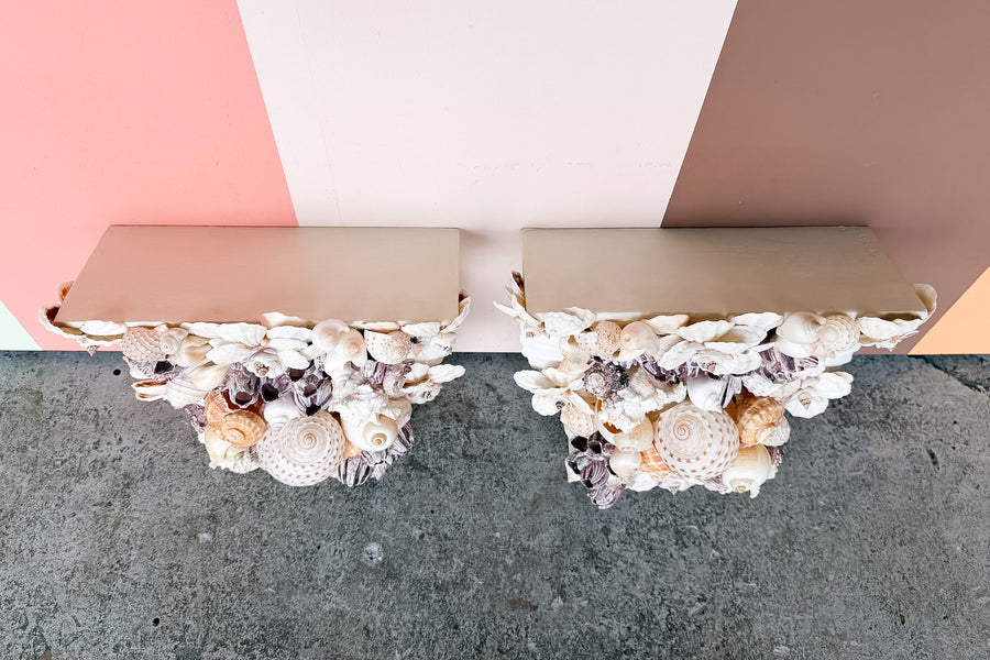 Pair of Large Shell Chic Wall Shelves