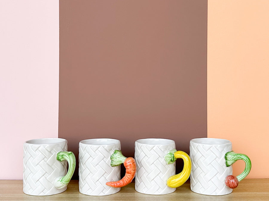 Set of Four Fitz and Floyd Veggie Mugs
