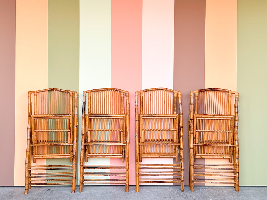 Set of Four Bamboo Folding Chairs
