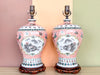 Pair of Coral Chinoiserie Lamps