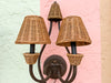 Pair of Iron and Rattan Wall Sconces