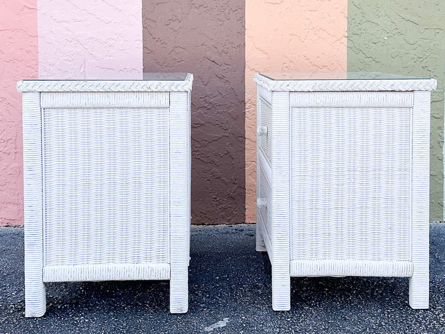 Pair of Henry Link Wicker Nightstands