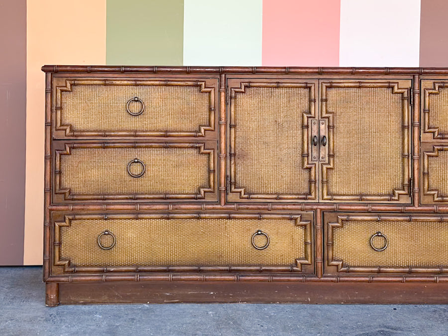 Handsome Drexel Faux Bamboo Credenza