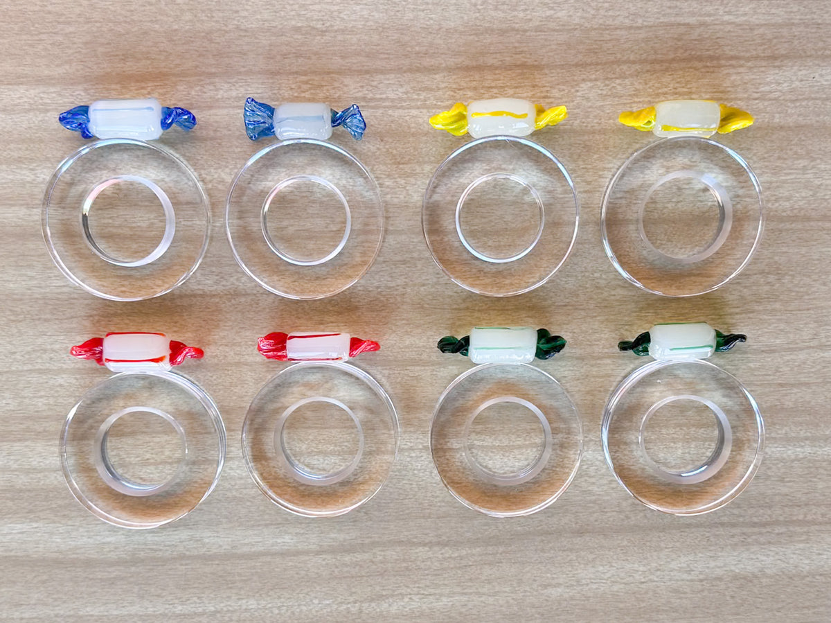Set of Eight Murano Glass Candy Napkin Rings