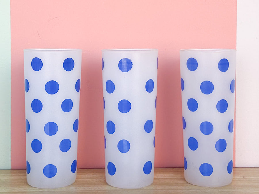 Set of Ten Blue Polka Dot Glassware