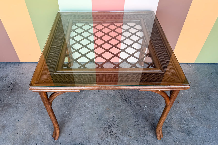 Lattice Rattan Game Table Set