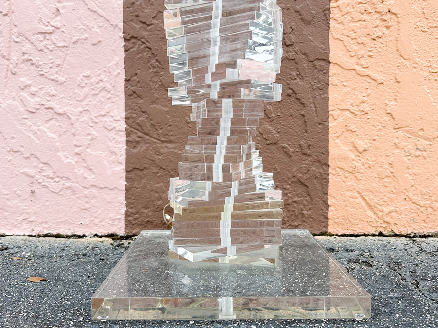 Lucite Stacked Block Floor Lamp