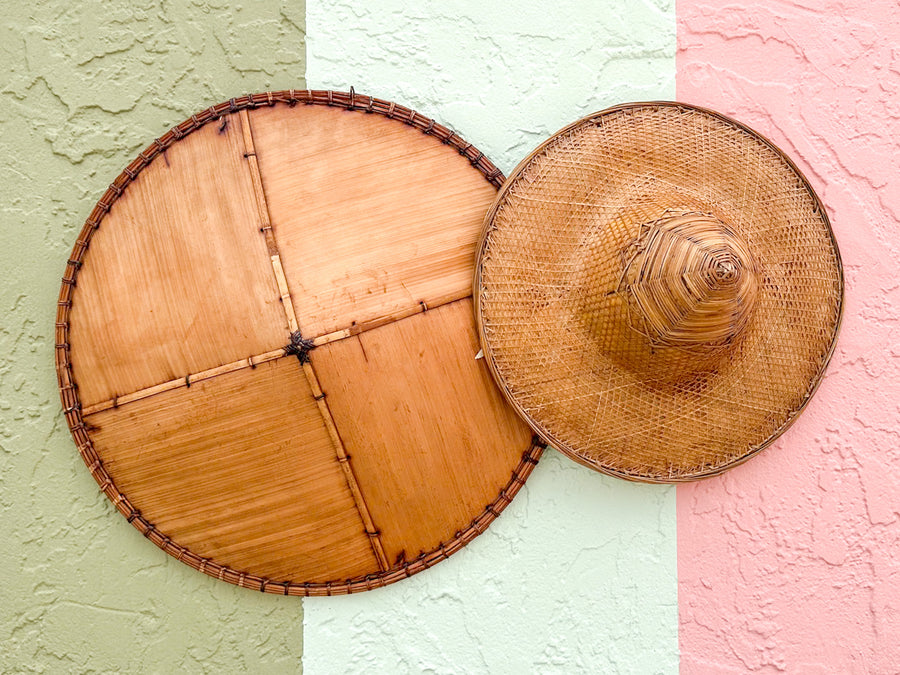 Pair of Cane and Rattan Hats