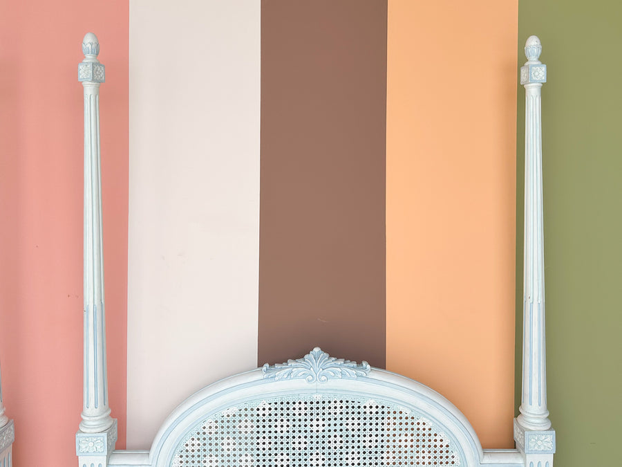 Pair of Painted Cane Spindle Twin Headboards