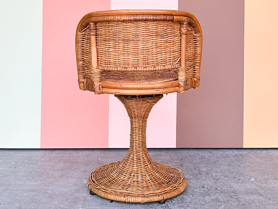 Cute Wicker and Rattan Swivel Vanity Chair