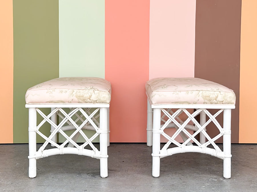 Pair of Ficks Reed Rattan Benches