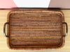 Large Rattan Wrapped Tray with Handles