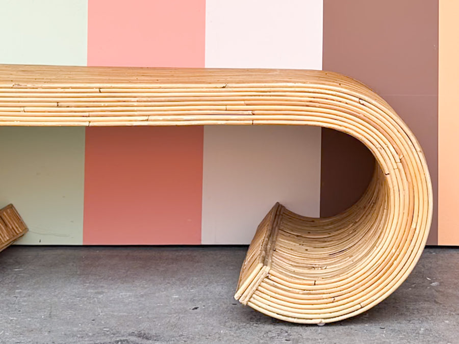 Pencil Reed Rattan Scroll Coffee Table