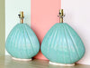 Pair of Turquoise Clam Shell Lamps