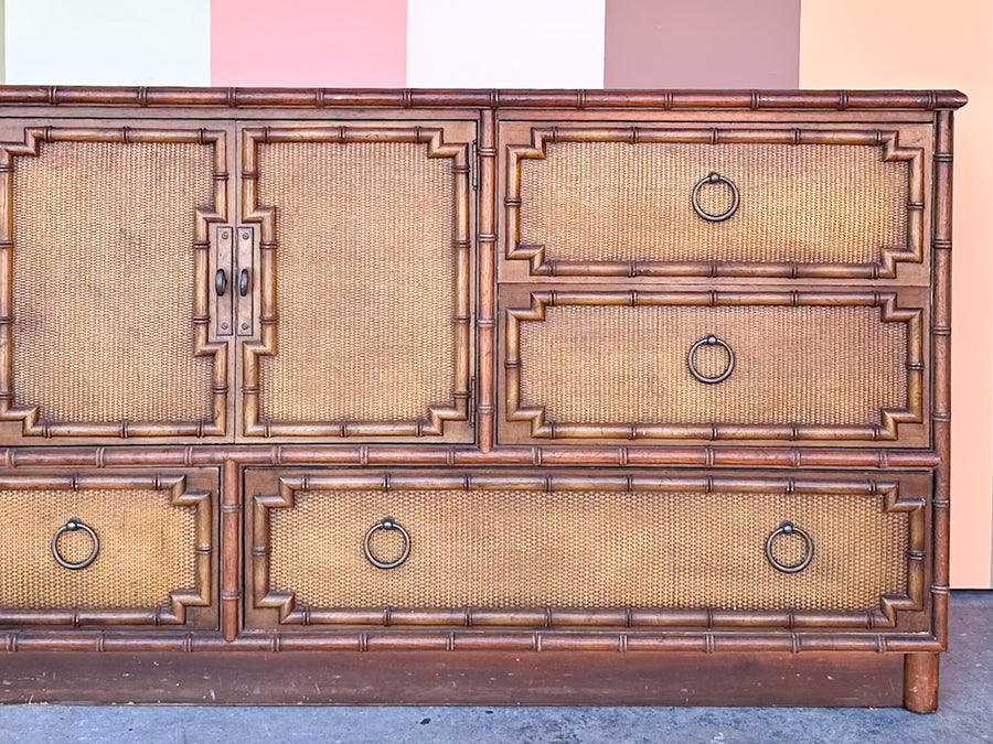 Handsome Drexel Faux Bamboo Credenza