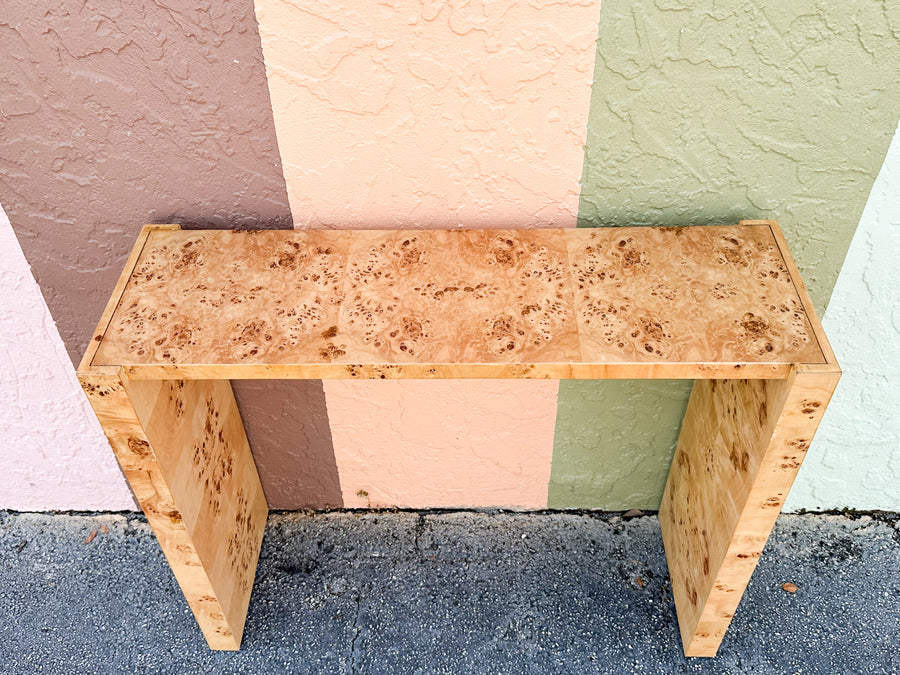 Modern Burl Wood Console Table