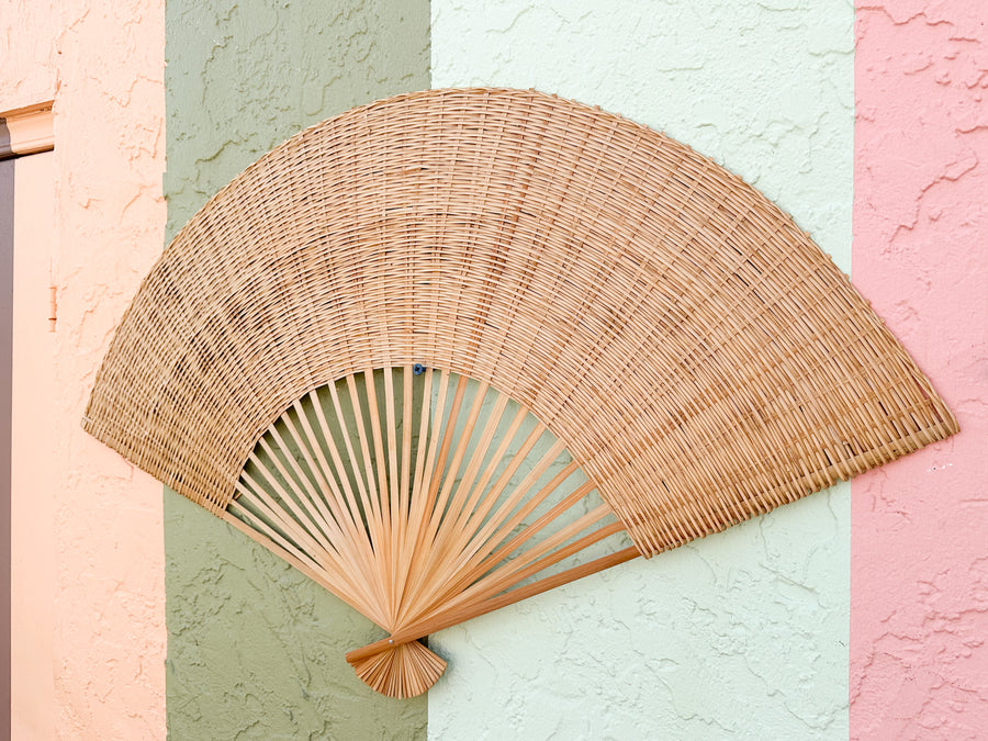 Pair of Large Rattan Fans