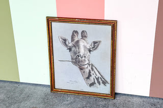 Safari Chic Giraffe Signed Framed Print