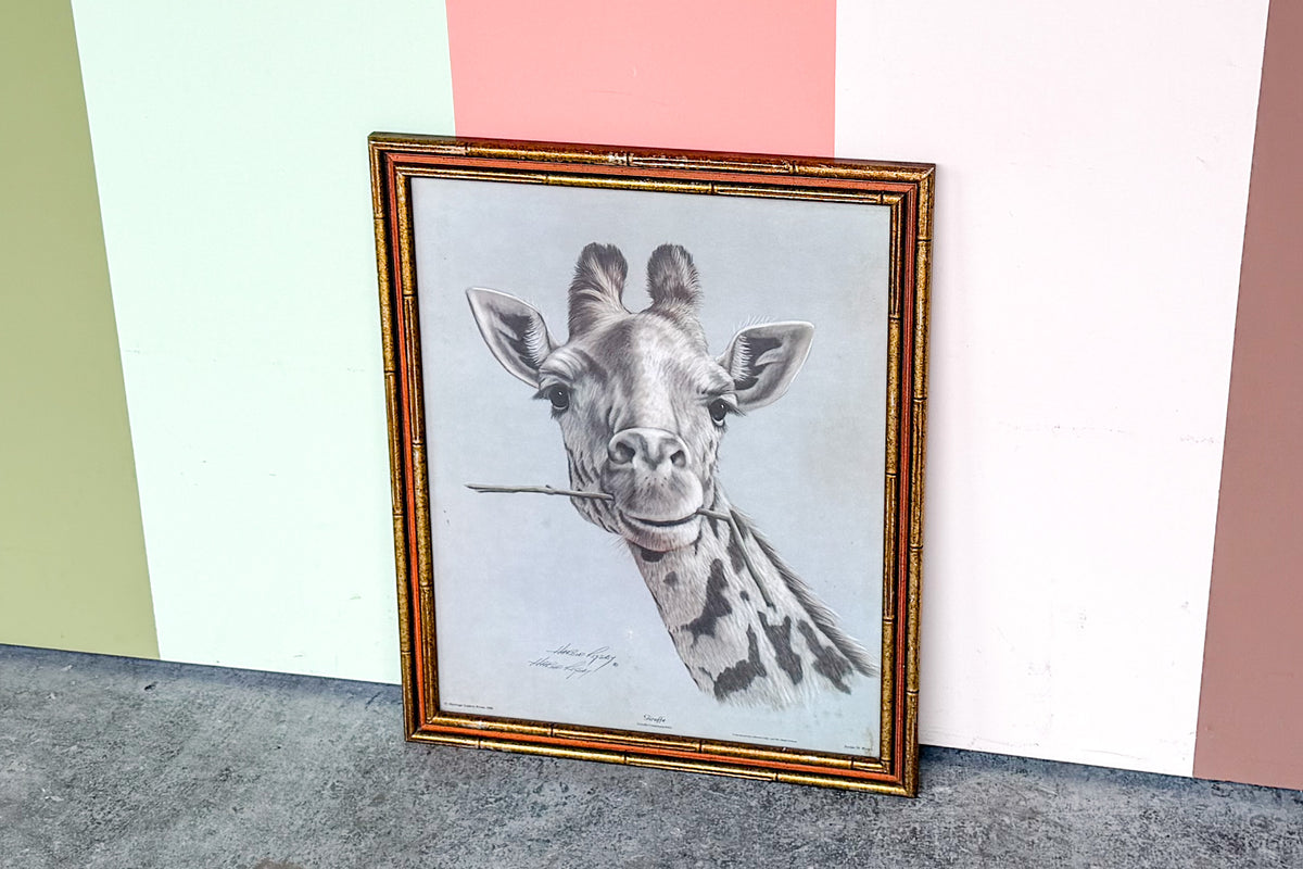 Safari Chic Giraffe Signed Framed Print