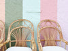 Set of Six Coastal Chic Rattan Arm Chairs