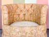 Pair of Golden Brocade Barrel Chairs on Castors