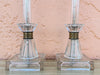 Pair of Petite Lucite and Brass Lamps