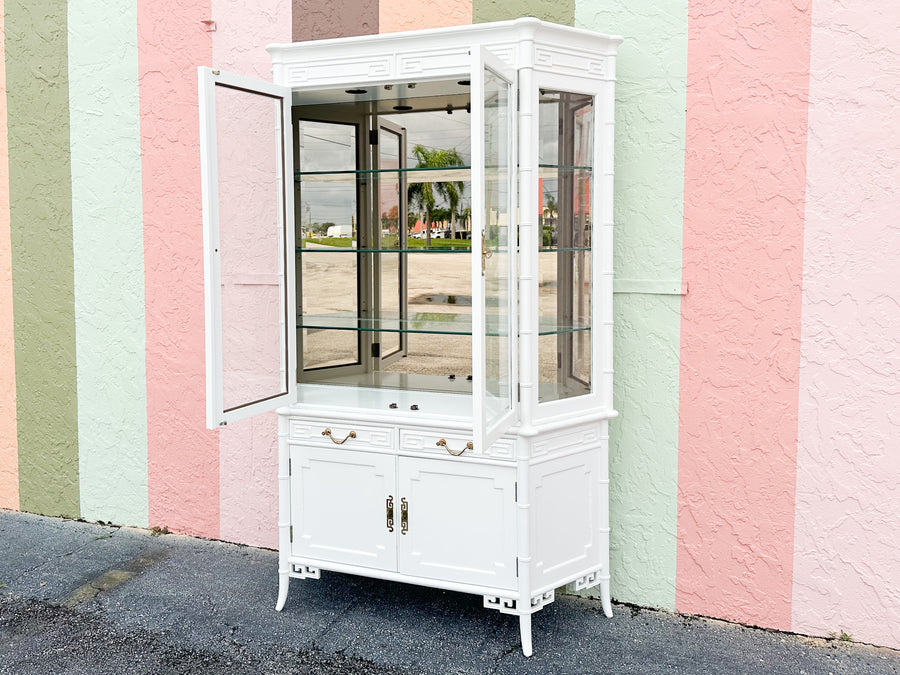 Newly Painted Faux Bamboo Greek Key Century Cabinet