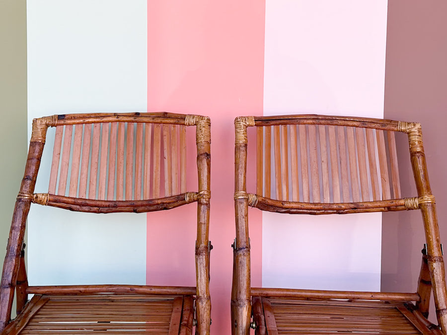 Pair of Bamboo Folding Chairs