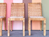 Set of Four Rattan Wrapped Parsons Dining Chairs