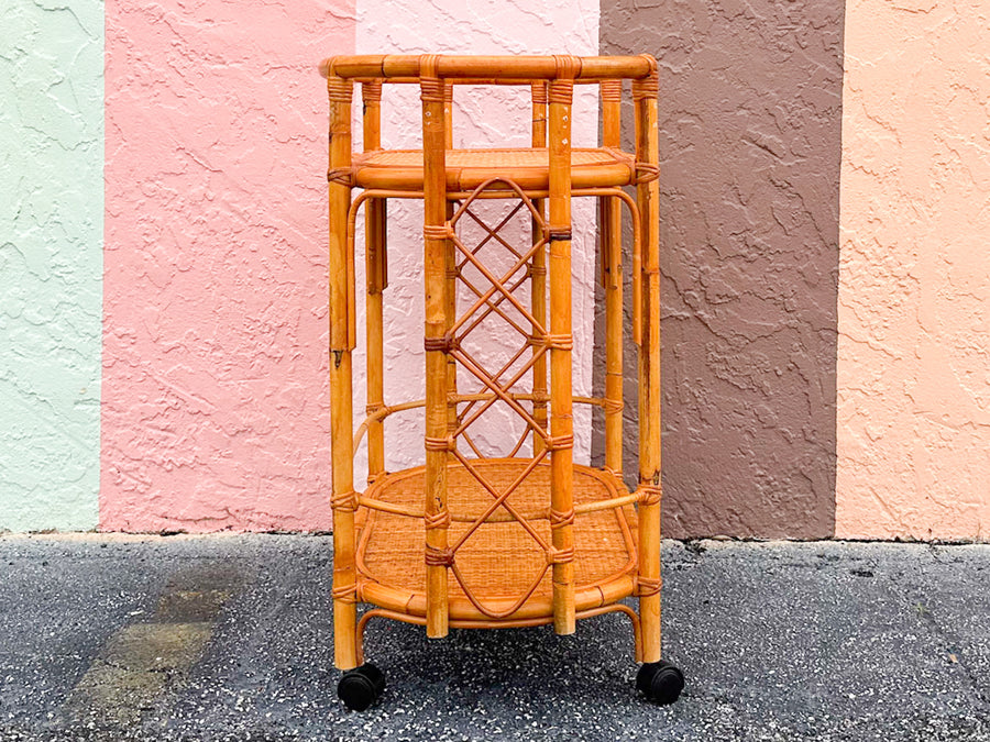 Oval Rattan Bar Cart