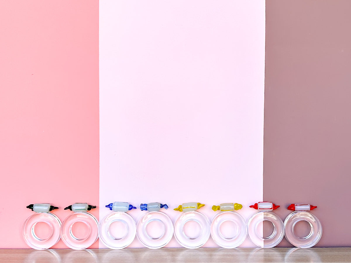 Set of Eight Murano Glass Candy Napkin Rings