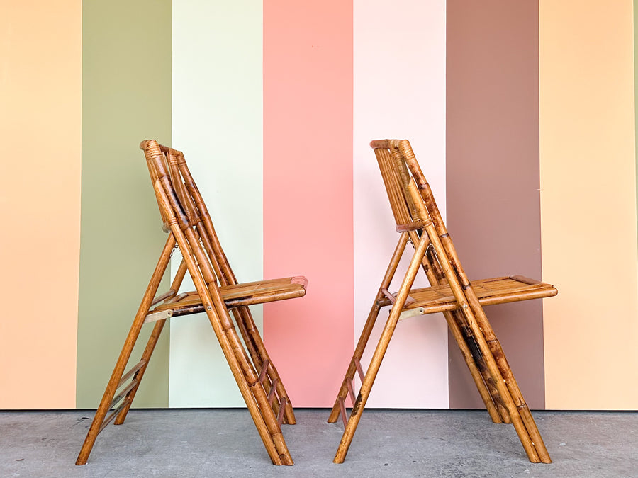 Set of Four Bamboo Folding Chairs